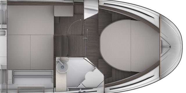 Top layout view of 895 Series 2 showing staterooms and head